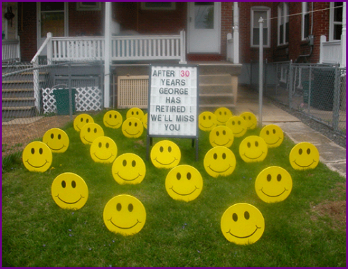 Smiley Face Lawn Announcement